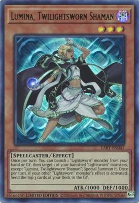 SJ Lumina, Twilightsworn Shaman - LART-EN047 - Ultra Rare Limited Edition
The Lost Art Promotion (Espanol)