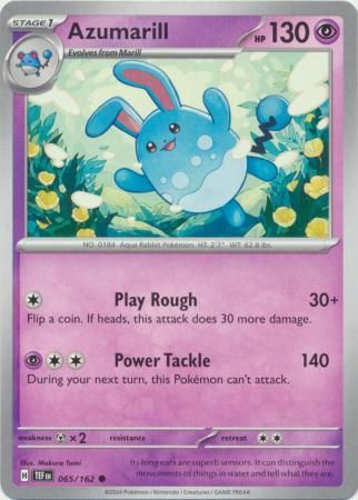 GA Azumarill - 065/162 - Common
Scarlet &amp; Violet: Temporal Forces Singles