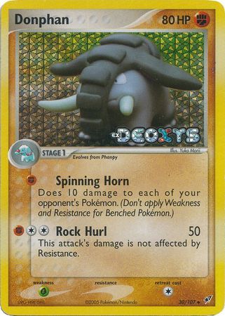 SJ Donphan - 30/107 - Uncommon Reverse Holo
Ex Deoxys Reverse Holo Singles