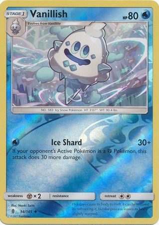 Vanillish - 34/145 - Uncommon Reverse Holo
Sun &amp; Moon: Guardians Rising Reverse Holo Singles