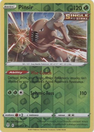Pinsir - 001/203 - Rare Reverse Holo
Sword &amp; Shield: Evolving Skies Reverse Holo Singles