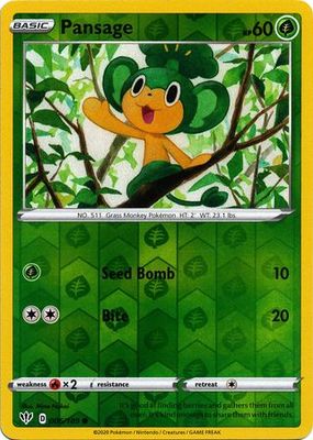 Pansage - 006/189 - Common Reverse Holo
Sword &amp; Shield: Darkness Ablaze Reverse Holo Singles