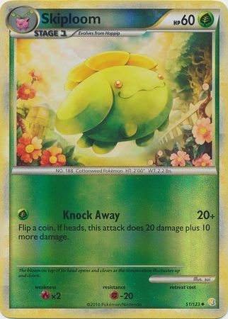 Skiploom - 51/123 - Uncommon Reverse Holo
Heart Gold Soul Silver (Base Set) Reverse Holo Singles