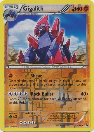 Gigalith - 53/98 - Rare Reverse Holo
Black &amp; White 2: Emerging Powers Reverse Holo Singles