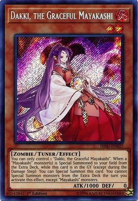 SJ Dakki, the Graceful Mayakashi - HISU-EN027 - Secret Rare 1st Edition
Hidden Summoners Singles