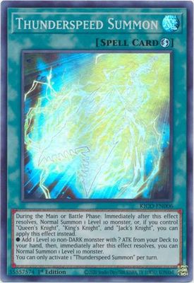 Thunderspeed Summon - KICO-EN006 - Super Rare 1st Edition King&#39;s Court 1st Edition Singles
