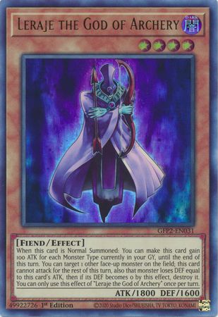 Leraje the God of Archery - GFP2-EN031 - Ultra Rare 1st Edition Ghosts From The Past: The 2nd Haunting 1st Edition Singles