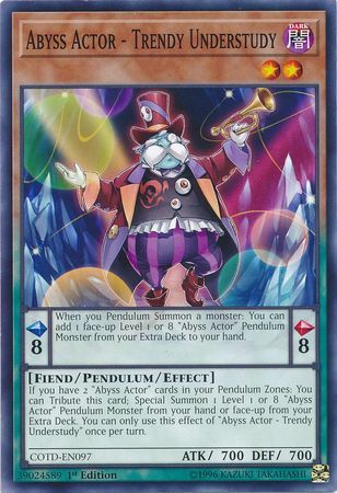 Abyss Actor - Trendy Understudy - COTD-EN097 - Common 1st Edition
Code of the Duelist 1st Edition Singles(español)