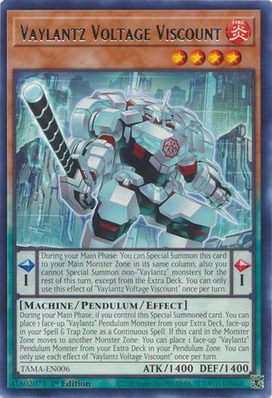 Vaylantz Voltage Viscount - TAMA-EN006 - Rare 1st Edition
Tactical Masters 1st Edition Singles (español)