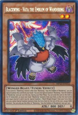 SJ Blackwing - Vata the Emblem of Wandering - MP23-EN152 - Secret Rare 1st Edition
Mega Tin 2023 Dueling Heroes Singles (Espanol)