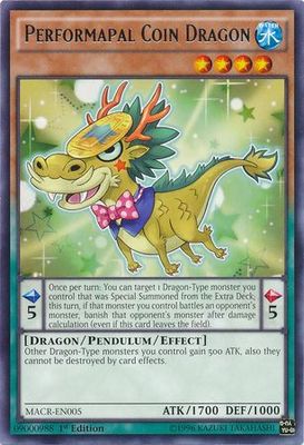 Performapal Coin Dragon - MACR-EN005 - Rare 1st Edition Maximum Crisis 1st Edition Singles *Espanol*