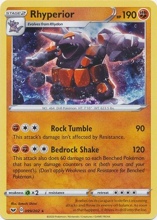 Rhyperior - 099/202 - Holo Rare Sword &amp; Shield (Base Set) Singles (Español)