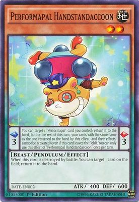 Performapal Handstandaccoon - RATE-EN002 - Common 1st Edition Raging Tempest 1st Edition Singles -español-