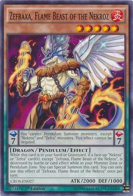 Zefraxa, Flame Beast of the Nekroz - CROS-EN027 - Common 1st Edition
Crossed Souls 1st Edition Singles