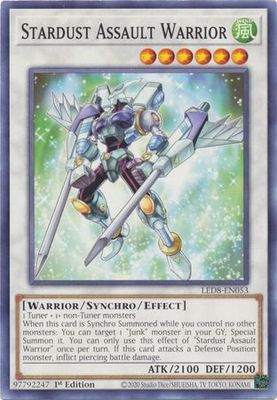Stardust Assault Warrior - LED8-EN053 - Common 1st Edition Legendary Duelists: Synchro Storm 1st Edition Singles -español-
