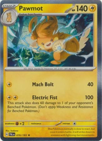Pawmot - 076/193 - Holo Rare Scarlet &amp; Violet: Paldea Evolved Singles