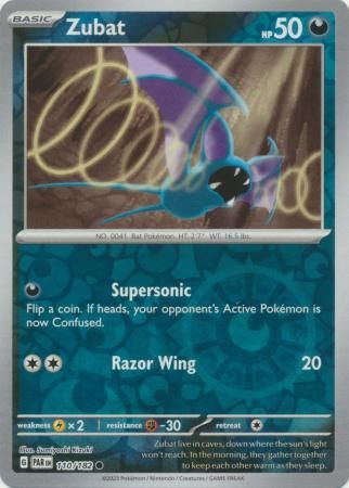 Zubat - 110/182 - Common Reverse Holo Scarlet &amp; Violet: Paradox Rift Reverse Holo Singles