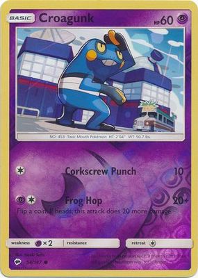 Croagunk - 54/147 - Common Reverse Holo Sun &amp; Moon: Burning Shadows Reverse Holo Singles