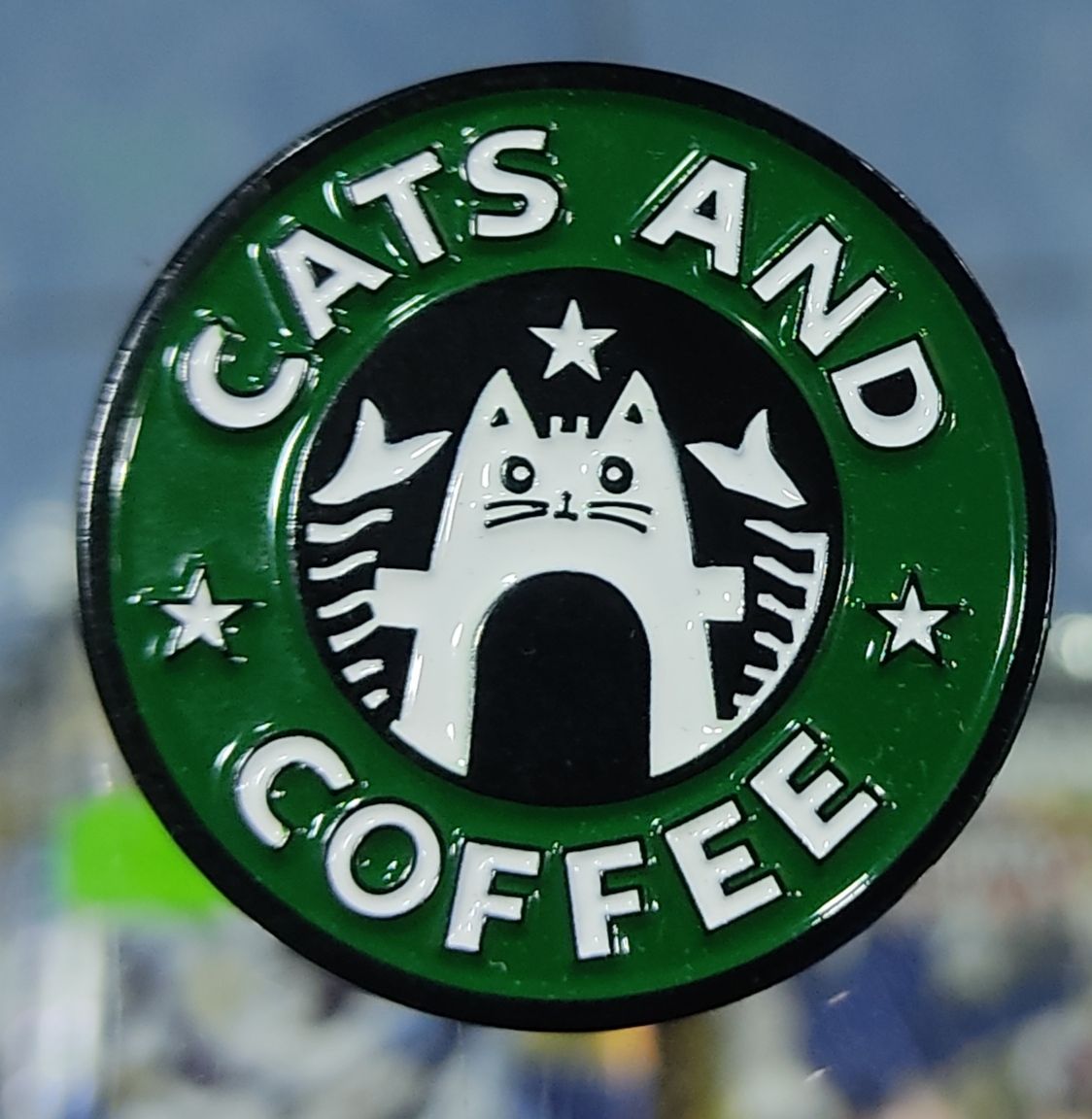 SJ Cats and Coffee Pin Metalico