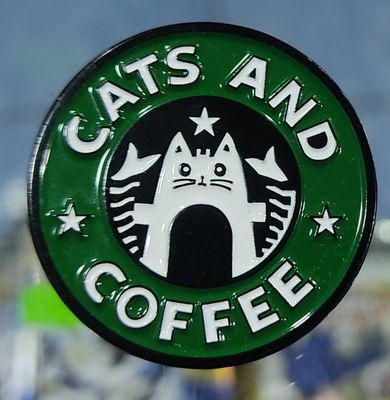 SJ Cats and Coffee Pin Metalico