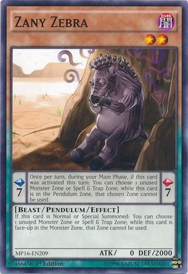 Zany Zebra - MP16-EN209 - Common 1st Edition
Yu-Gi-Oh! 2016 Mega-Tins 1st Edition Singles