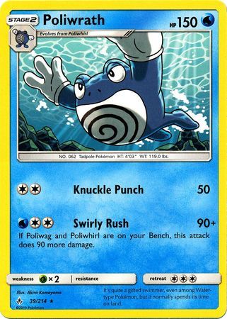 Poliwrath - 39/214 - Rare Sun &amp; Moon: Unbroken Bonds Singles