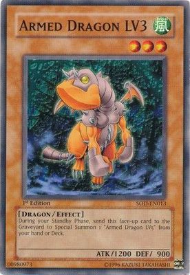 Armed Dragon LV3 - SOD-EN013 - Common 1st Edition Soul of the Duelist [SOD] 1st Edition Singles