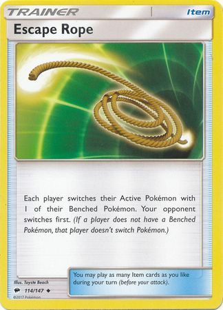 Escape Rope - 114/147 - Uncommon Sun &amp; Moon: Burning Shadows Singles