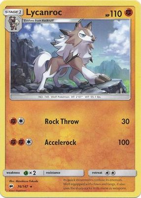 Lycanroc - 76/147 - Rare
Sun &amp; Moon: Burning Shadows Singles
