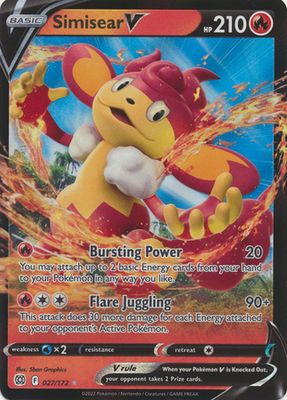SH Simisear V - 027/172 - Ultra Rare
Sword &amp; Shield: Brilliant Stars Singles