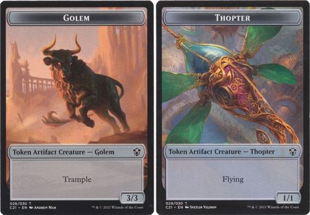 Golem 026/030 | Thopter 029/030 - C21 Token Commander 2021 Singles