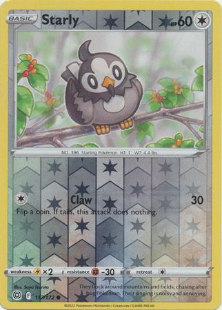 Starly - 117/172 - Common Reverse Holo
Sword &amp; Shield: Brilliant Stars Reverse Holo Singles