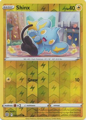 Shinx - 049/172 - Common Reverse Holo
Sword &amp; Shield: Brilliant Stars Reverse Holo Singles