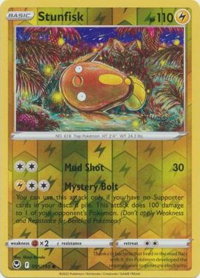 Stunfisk - 055/195 - Common Reverse Holo
Sword &amp; Shield: Silver Tempest Reverse Holo Singles
