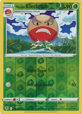 Hisuian Electrode - 003/189 - Uncommon Reverse Holo
Sword &amp; Shield: Astral Radiance Reverse Holo Singles