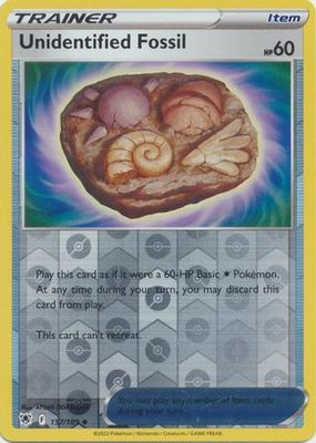 Unidentified Fossil - 157/189 - Uncommon Reverse Holo
Sword &amp; Shield: Astral Radiance Reverse Holo Singles