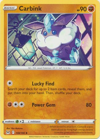 Carbink - 108/196 - Uncommon
Sword &amp; Shield: Lost Origin Singles