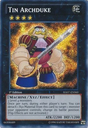 Tin Archduke - HA07-EN060 - Secret Rare 1st Edition
Hidden Arsenal 7: Knight of Stars 1st Edition Singles