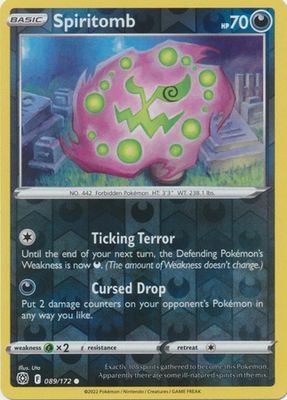 Spiritomb - 089/172 - Common Reverse Holo
Sword &amp; Shield: Brilliant Stars Reverse Holo Singles