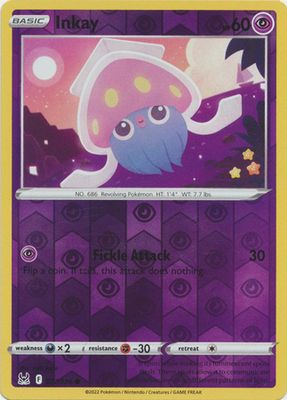Inkay - 077/196 - Common Reverse Holo
Sword &amp; Shield: Lost Origin Reverse Holo Singles