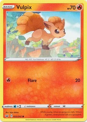 Vulpix - 022/202 - Common Sword &amp; Shield (Base Set) Singles