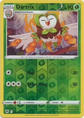 Dartrix - 020/189 - Uncommon Reverse Holo
Sword &amp; Shield: Astral Radiance Reverse Holo Singles
