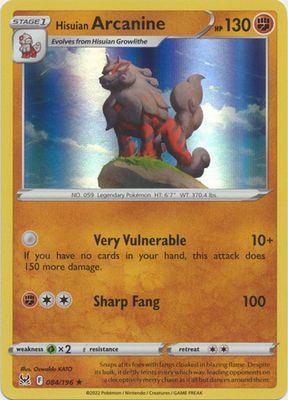 Hisuian Arcanine - 084/196 - Holo Rare
Sword &amp; Shield: Lost Origin Singles *Espanol*