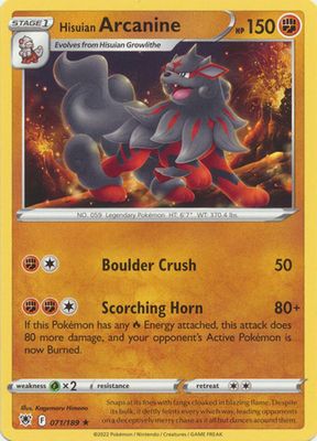 Hisuian Arcanine - 071/189 - Rare Sword &amp; Shield: Astral Radiance Singles