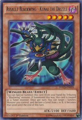 Assault Blackwing - Kunai the Drizzle - DOCS-EN018 - Rare 1st Edition Dimension of Chaos 1st Edition Singles