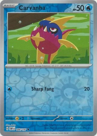 Carvanha - 046/197 - Common Reverse Holo Obsidian Flames Reverse Holo Singles