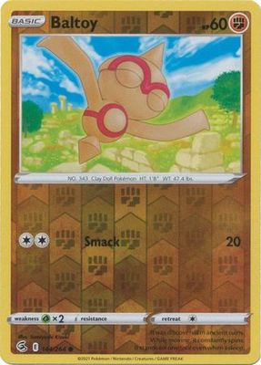 Baltoy - 144/264 - Common Reverse Holo
Sword &amp; Shield: Fusion Strike Reverse Holo Singles