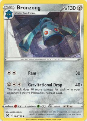 Bronzong - 126/196 - Uncommon
Sword &amp; Shield: Lost Origin Singles