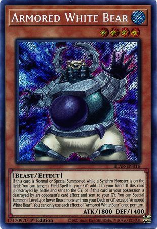 Armored White Bear - BLAR-EN016 - Secret Rare 1st Edition Battles of Legend: Armageddon 1st Edition Singles