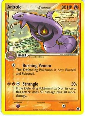 Arbok (Delta Species) - 13/101 - Rare
Ex Dragon Frontiers Singles